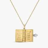 Tiny Treasures 18K Yellow and White Gold Love Book Pendant Necklace