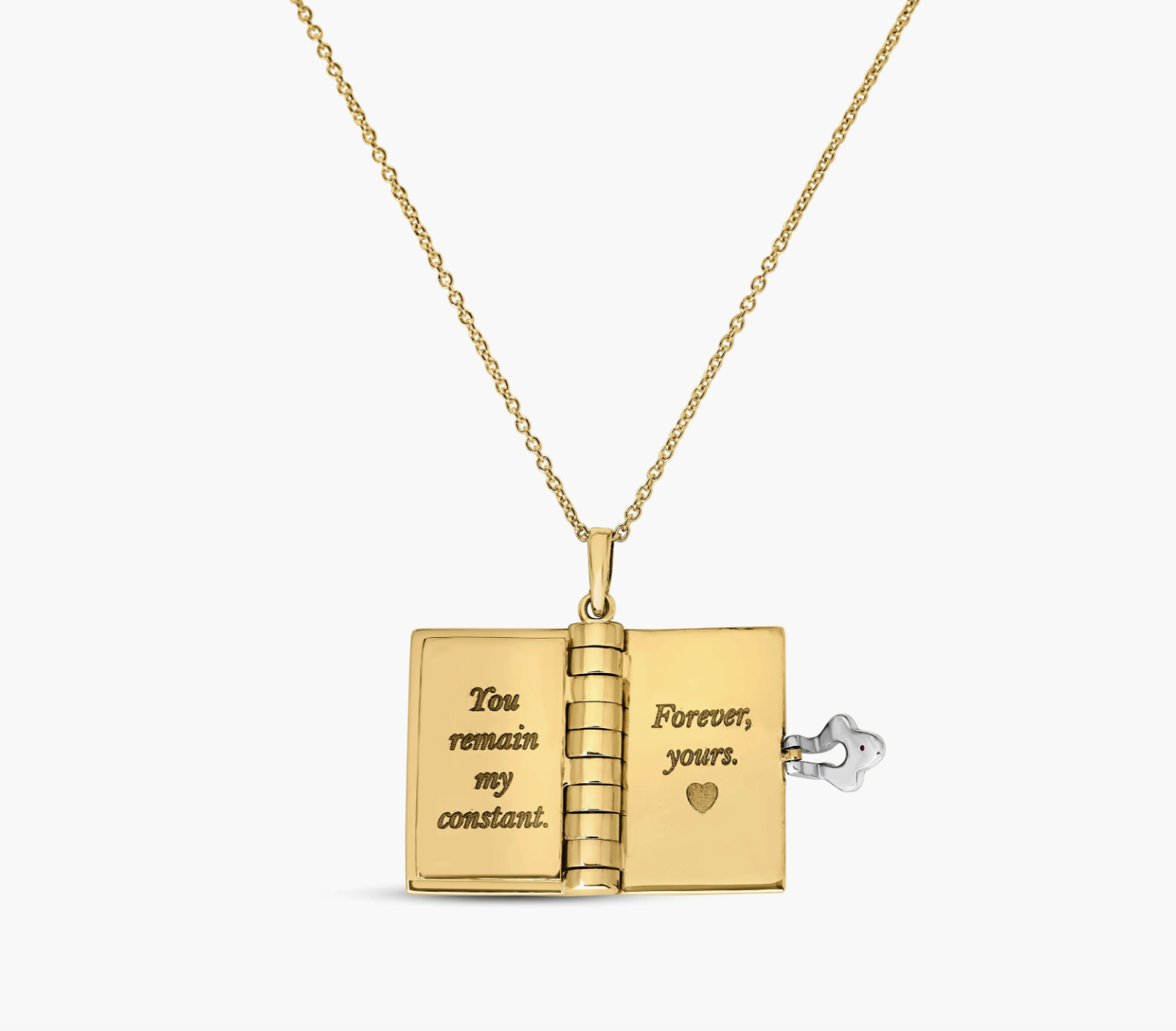 Tiny Treasures 18K Yellow and White Gold Love Book Pendant Necklace