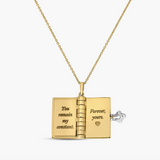 Tiny Treasures 18K Yellow and White Gold Love Book Pendant Necklace