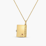 Tiny Treasures 18K Yellow and White Gold Love Book Pendant Necklace