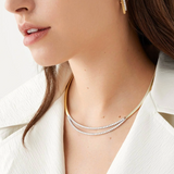 18K Yellow Gold Masai Coil Collar With Double Row Diamond Bar