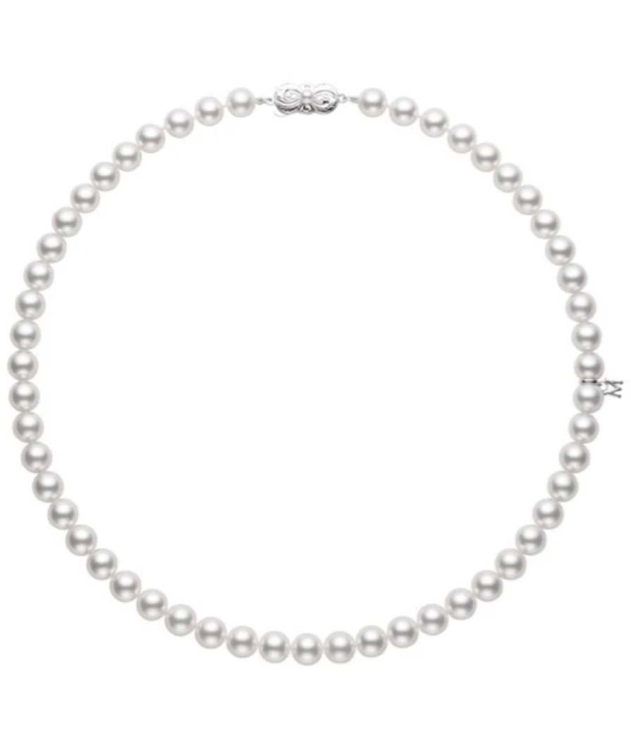 6.5mm A Pearl Strand Necklace 20" - Yellow Gold