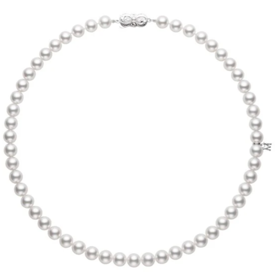 6.5mm A Pearl Strand Necklace 20" - Yellow Gold