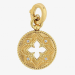 Venetian Princess Medallion Pendant Charm with Diamonds in Yellow Gold