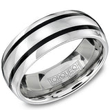 Men’s 8mm Grey Tungsten Torque Wedding Band with Black Enamel Line Detailing