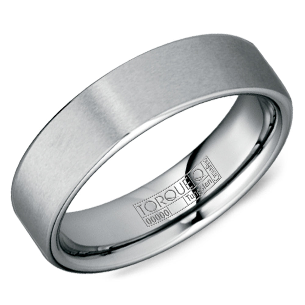 Men’s 6mm Grey Tungsten Torque Wedding Band – Brushed Finish