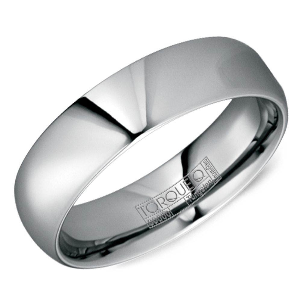 Men’s 6mm Grey Tungsten Torque Wedding Band – Polished Finish