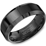Men’s Black Ceramic Torque Wedding Band with Beveled Edges, 8mm