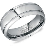 Men’s 8mm Grey Tungsten Torque Wedding Band with Line Detailing