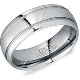 Men’s 8mm Grey Tungsten Torque Wedding Band with Line Detailing