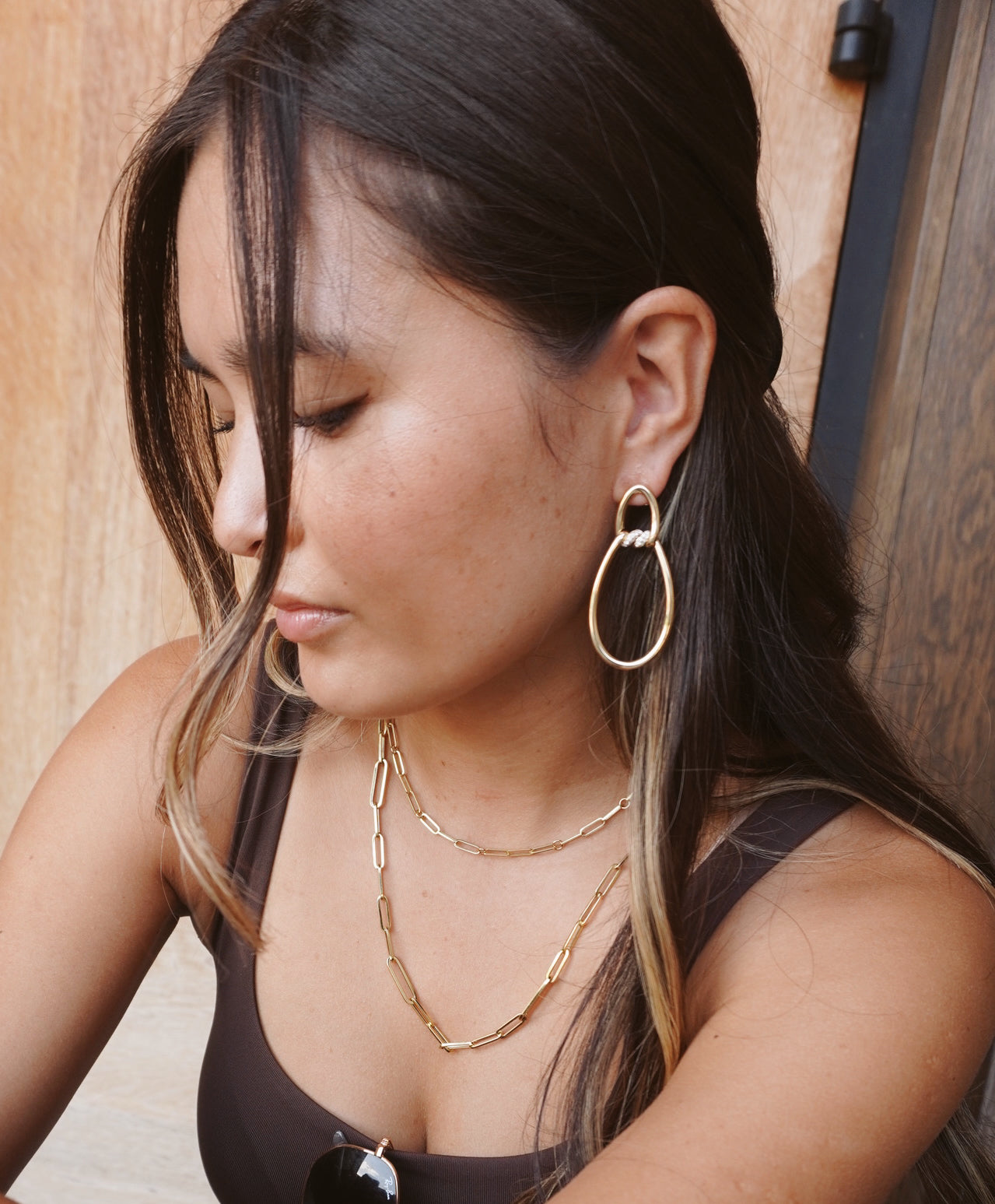 18K Yellow Gold Cialoma Yellow Gold Oblong Drop Earrings