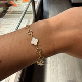 Gold Vermeil Mother-of-Pearl Open Quatrefoil Station Bracelet