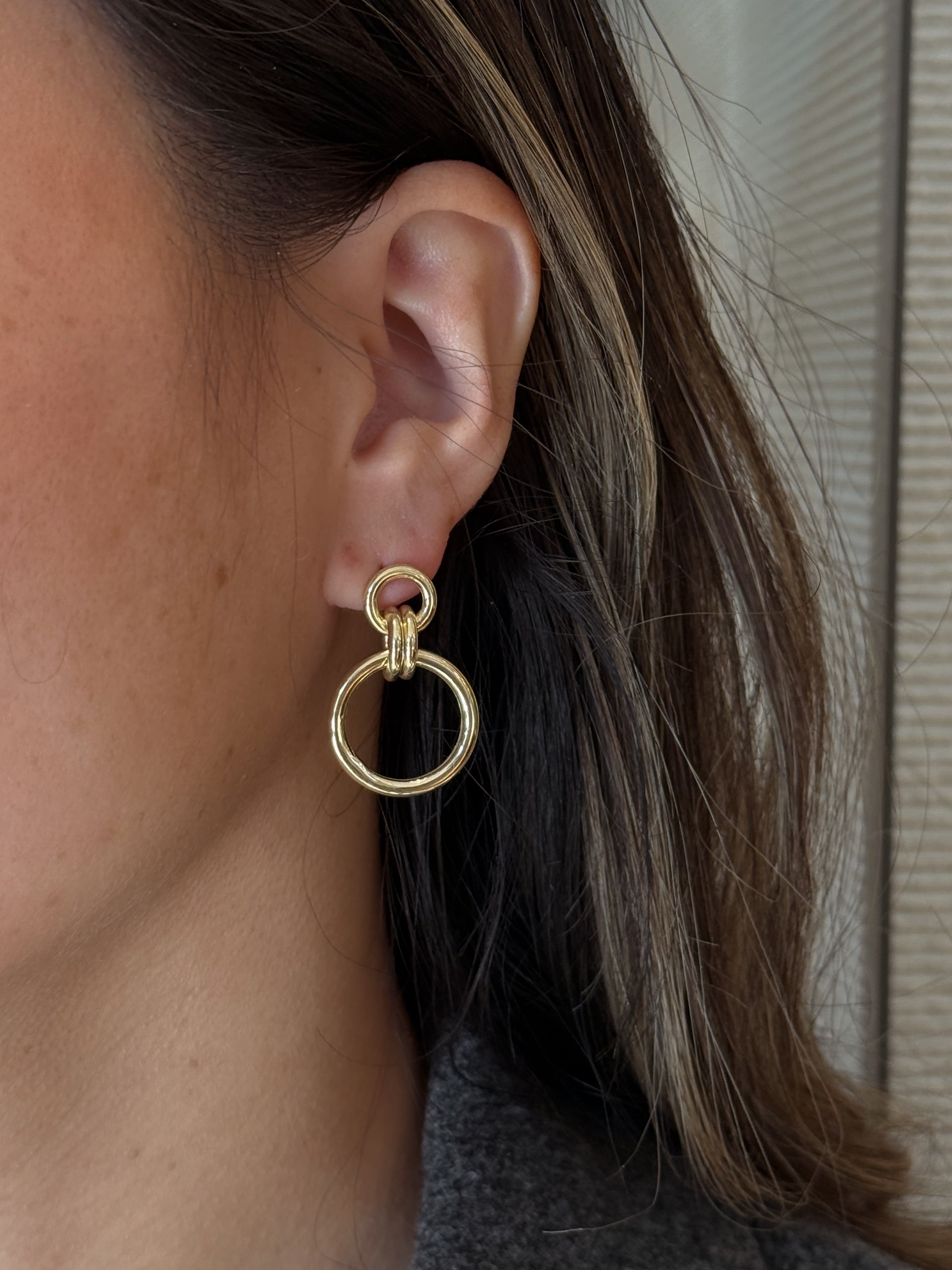 Gold-Plated Door Knocker Drop Earrings