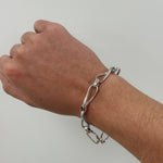 Oval and Rolo Link Bracelet in Sterling Silver