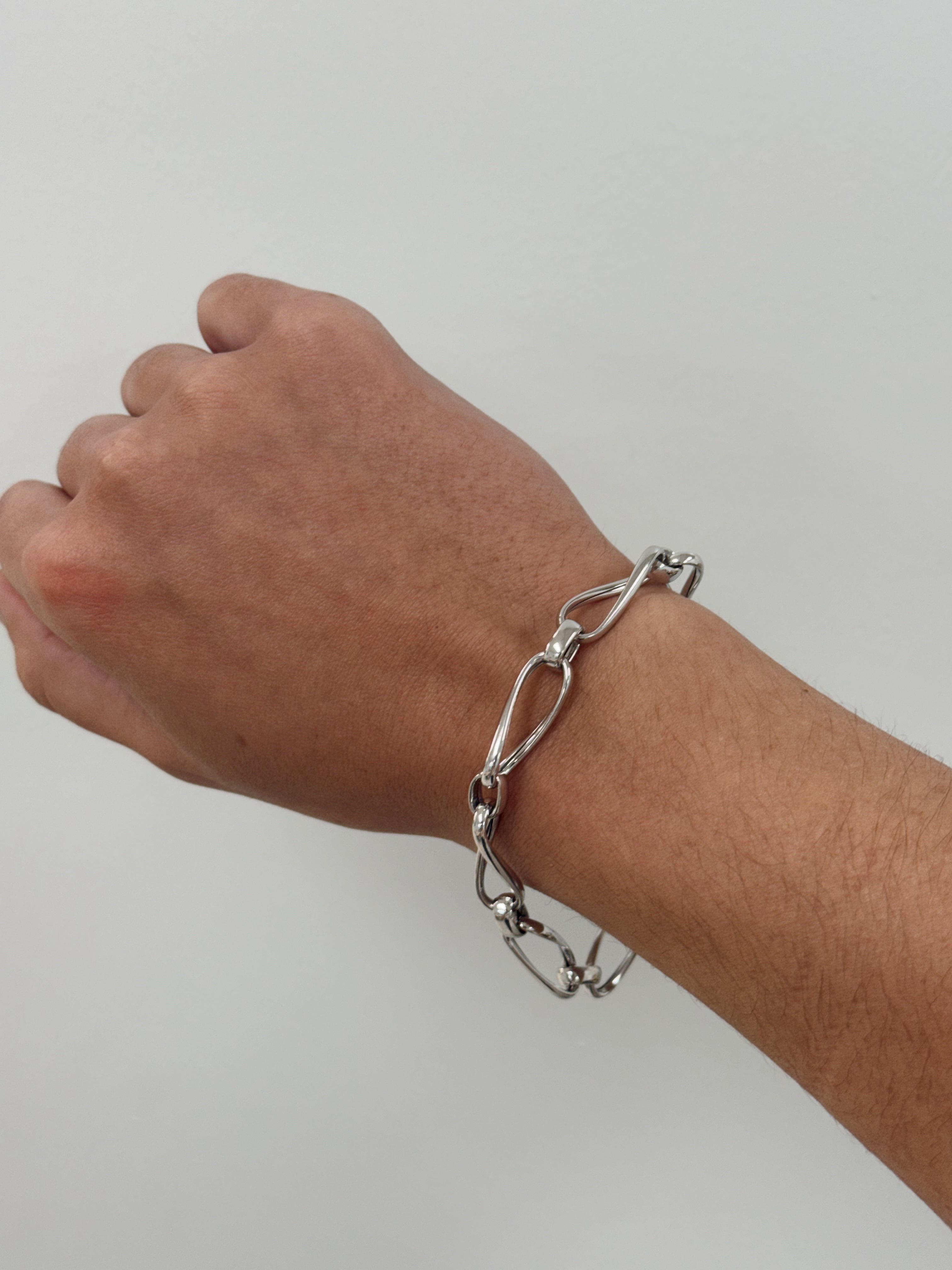 Oval and Rolo Link Bracelet in Sterling Silver