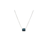 Sterling Silver London Blue Topaz Bezel-Set Square Necklace