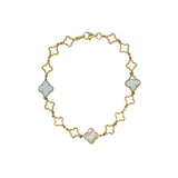 Gold Vermeil Mother-of-Pearl Open Quatrefoil Station Bracelet