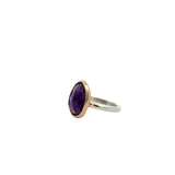 Purple Amethyst Ring is 14k Yellow Gold and Sterling Silver