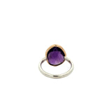 Purple Amethyst Ring is 14k Yellow Gold and Sterling Silver