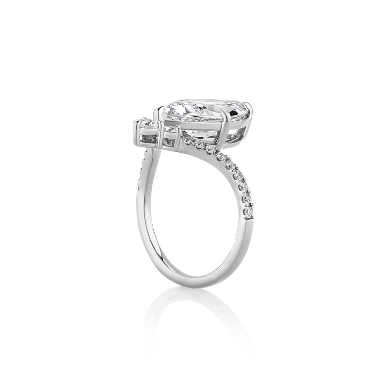 Dramatic Chevron Engagement Ring with Pave
