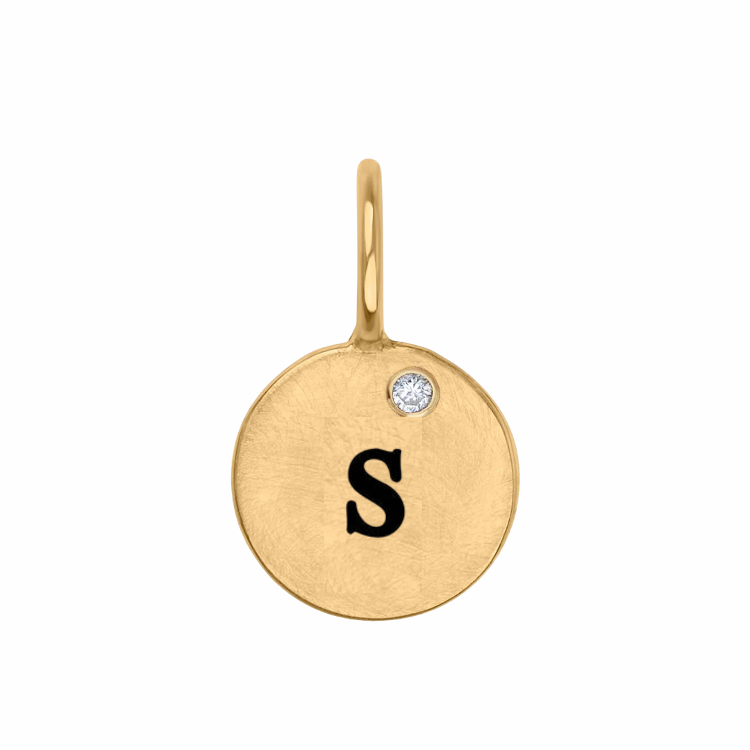 Gold Single Initial Round Charm "S"
