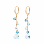 18K Yellow Gold ParadiseSingle-Strand Topaz Earrings and Diamond Accent