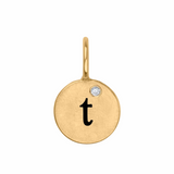 Gold Single Initial Round Charm "T"