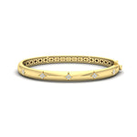 18K Yellow Gold Diamond Star Hinged Bangle