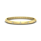 18K Yellow Gold Diamond Star Hinged Bangle