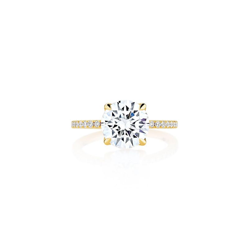 Solitaire Engagement Ring with Pave Band Semi Mount