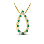 Adella Diamond & Emerald Open Teardrop Pendant Necklace in 18K Yellow Gold