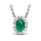 Oval Emerald & Diamond Pendant Necklace