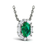 Oval Emerald & Diamond Pendant Necklace