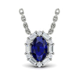 Oval Sapphire & Diamond Pendant Necklace
