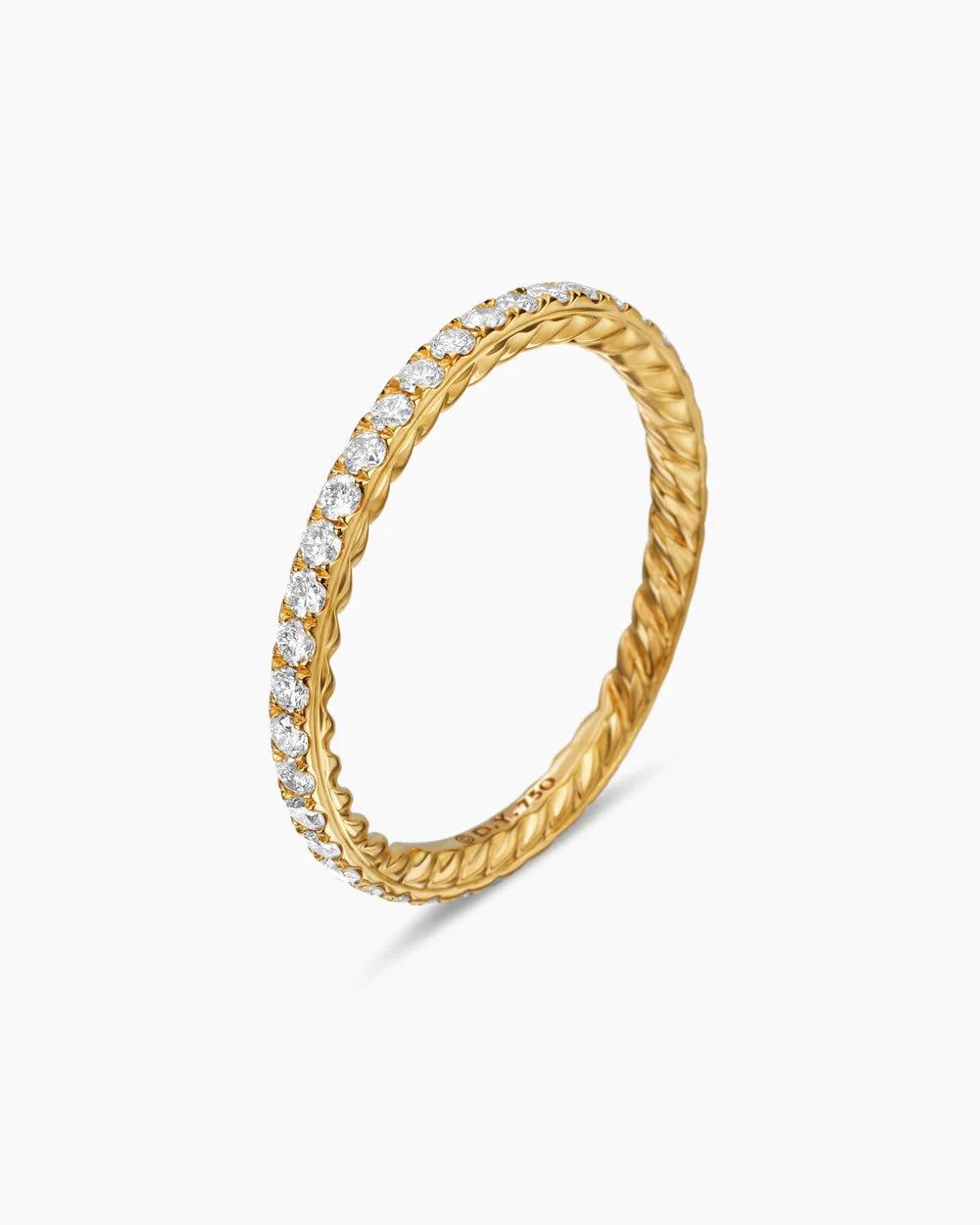 DY Eden Band Ring in 18K Yellow Gold with Pavé Diamonds, 1.85mm