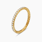 DY Eden Band Ring in 18K Yellow Gold with Pavé Diamonds, 1.85mm