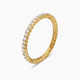 DY Eden Band Ring in 18K Yellow Gold with Pavé Diamonds, 1.85mm