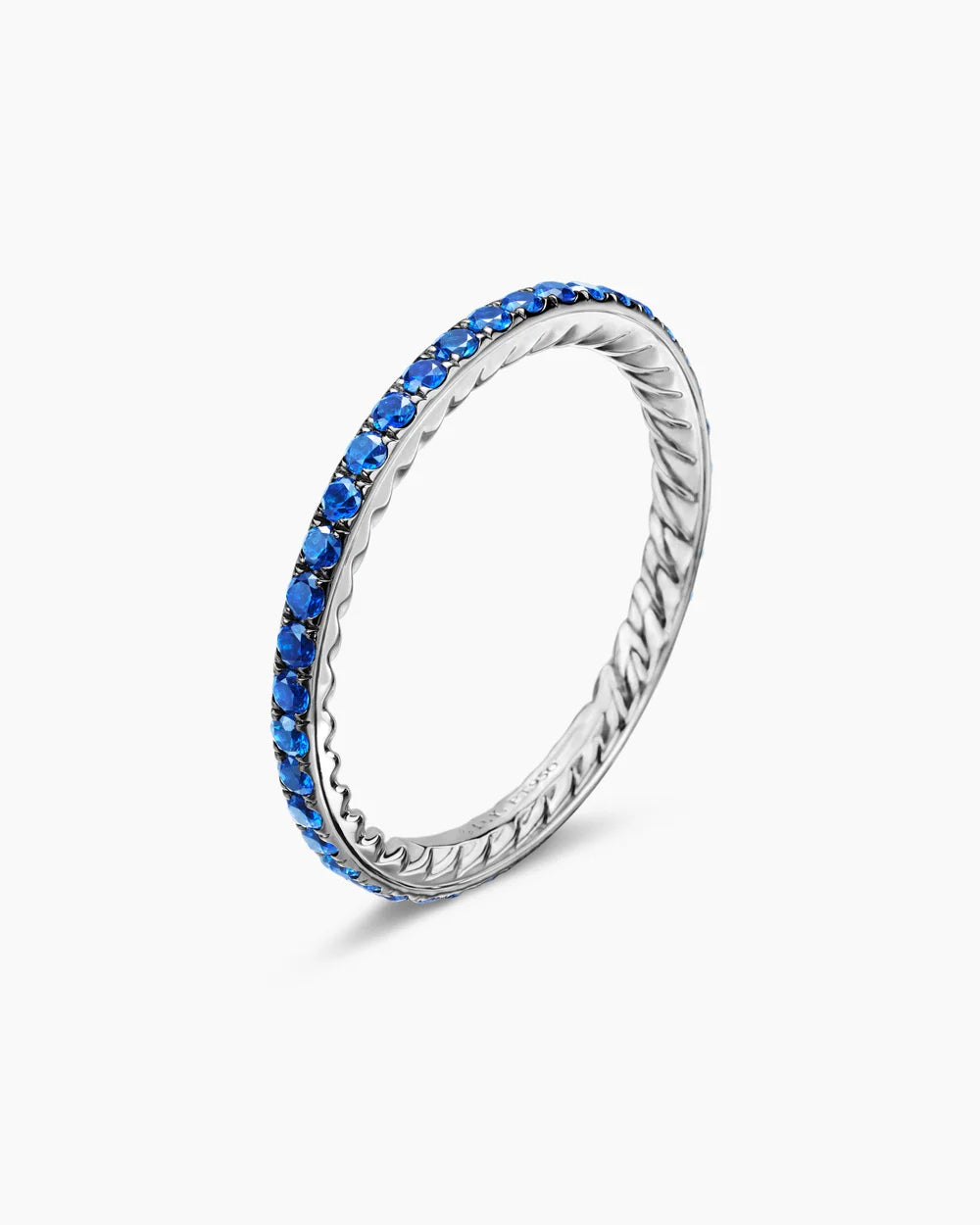 DY Eden Band Ring Platinum with Pavé Blue Sapphires, 1.85mm