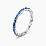 DY Eden Band Ring Platinum with Pavé Blue Sapphires, 1.85mm