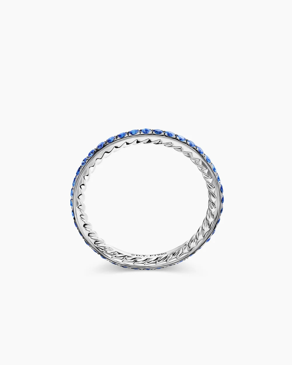 DY Eden Band Ring Platinum with Pavé Blue Sapphires, 1.85mm