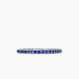 DY Eden Band Ring in Platinum with Pavé Blue Sapphires, 1.85mm