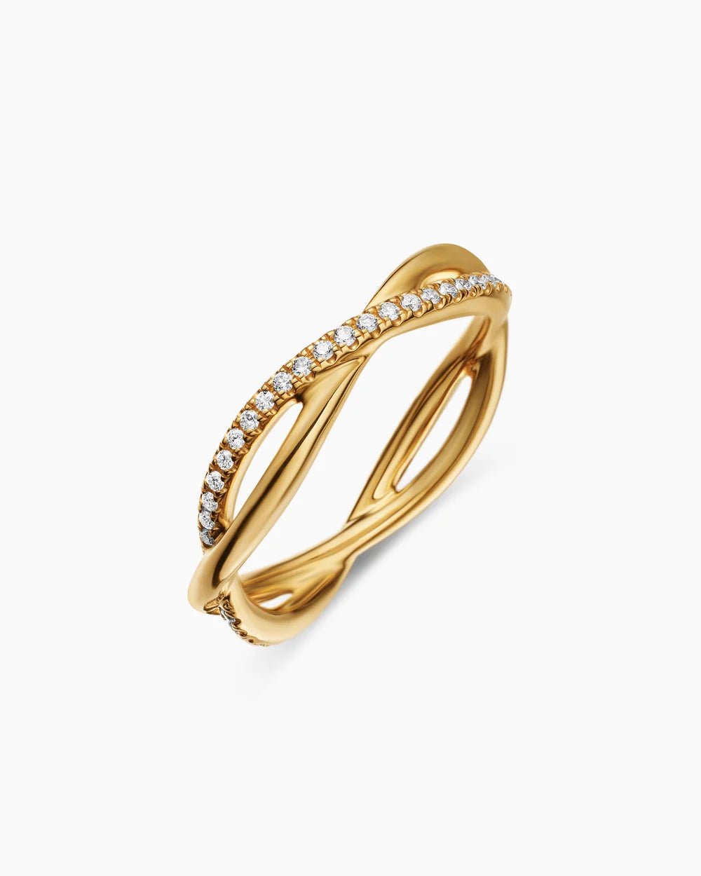 DY Infinity Band Ring 18K Yellow Gold with Diamonds, 4.18mm