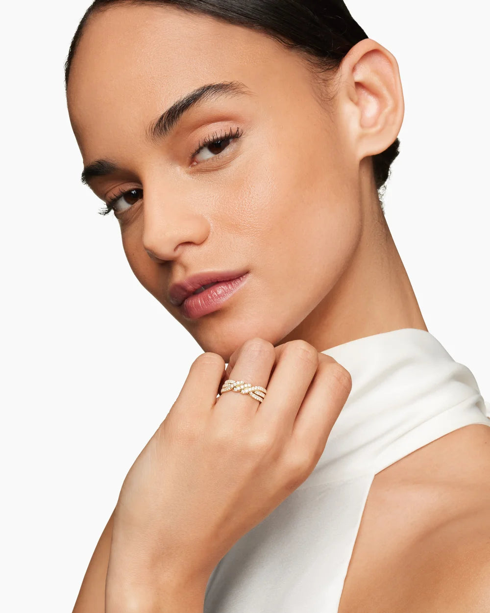 Continuance® Three Row Band Ring in 18K Yellow Gold with Diamonds, 6mm