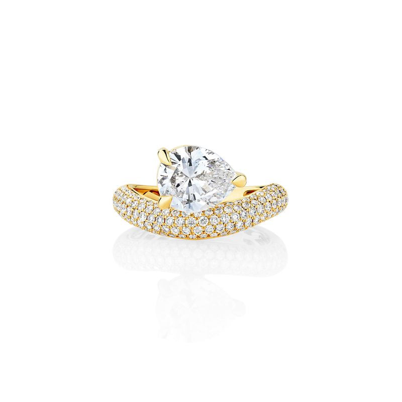 Off Center Pave Band Engagement Ring Semi Mount