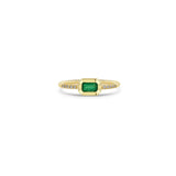 14K Emerald Cut Emerald Bezel Pavé