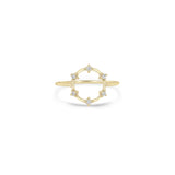 14K PRONG DIAMOND DASH SMALL CIRCLE RING