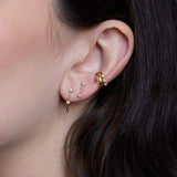 14k Prong Diamond Dash Arc Drop Earrings