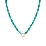 14K TURQUOISE RONDELLE BEAD ROUND ENHANCER NECKLACE