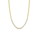 14K Diamond Bezel Tennis Segment Small Curb Chain Necklace