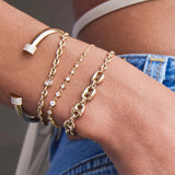 14k Mixed Small & Large Mariner Chain with Diamond Links Bracelet